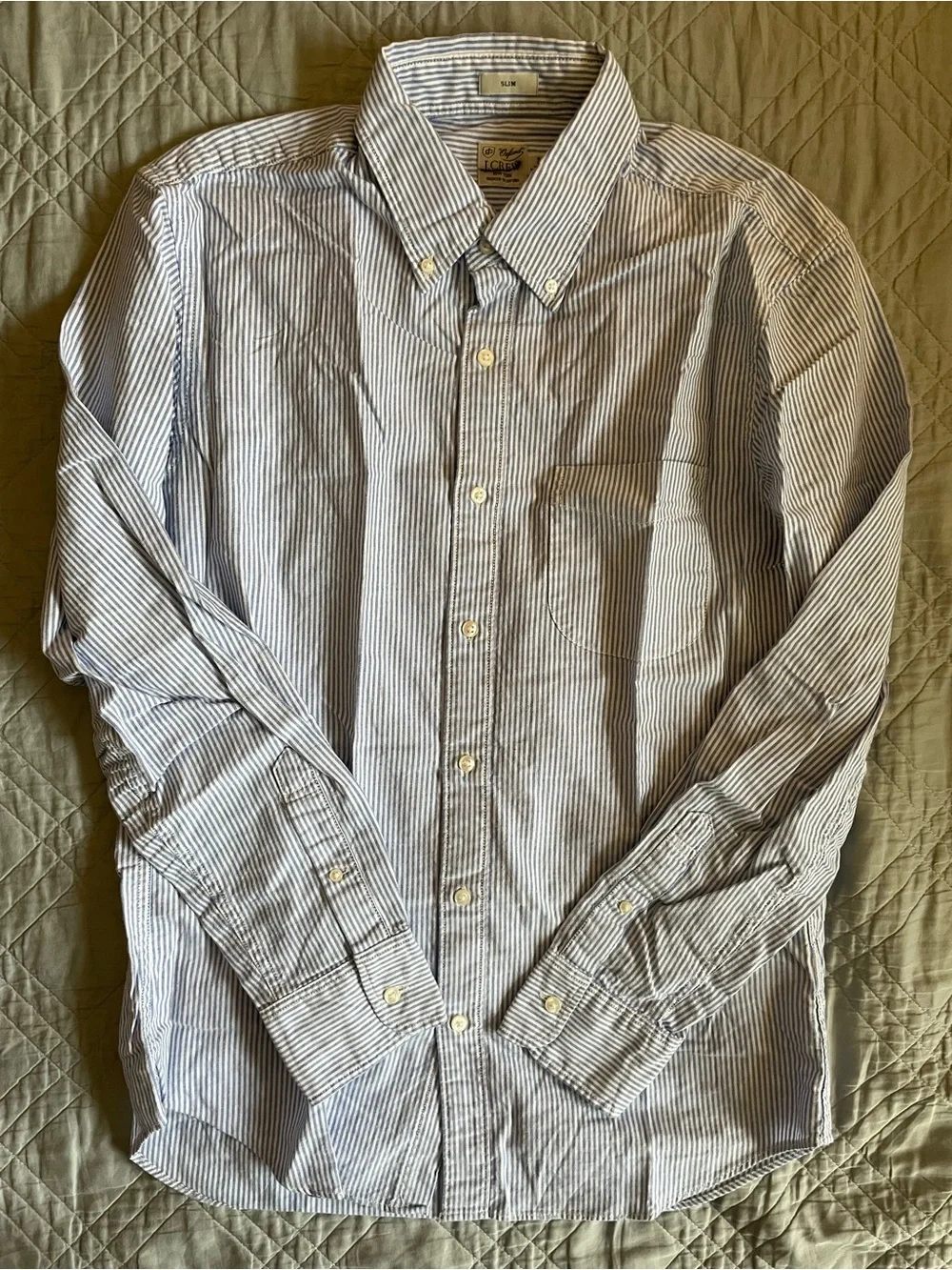 J. Crew Slim Fit Broken-in organic cotton oxford shirt in Blue Size M $98 BG421